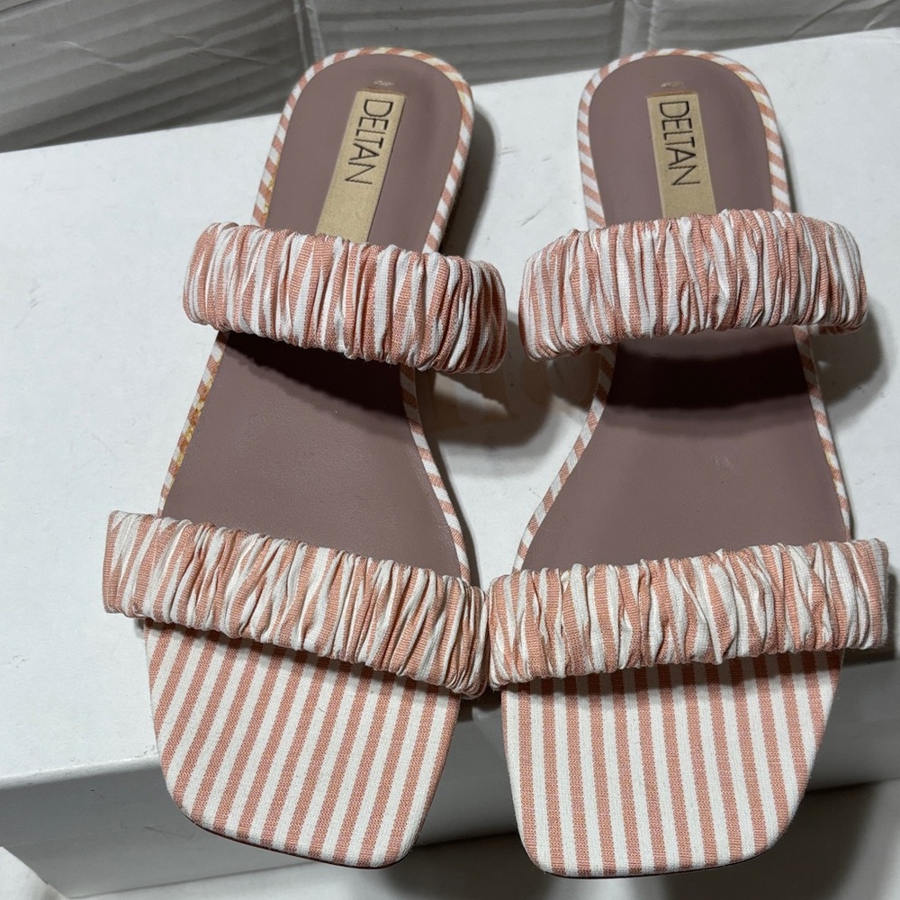 Deltan 2 strap sandals with leather sole. NWOT